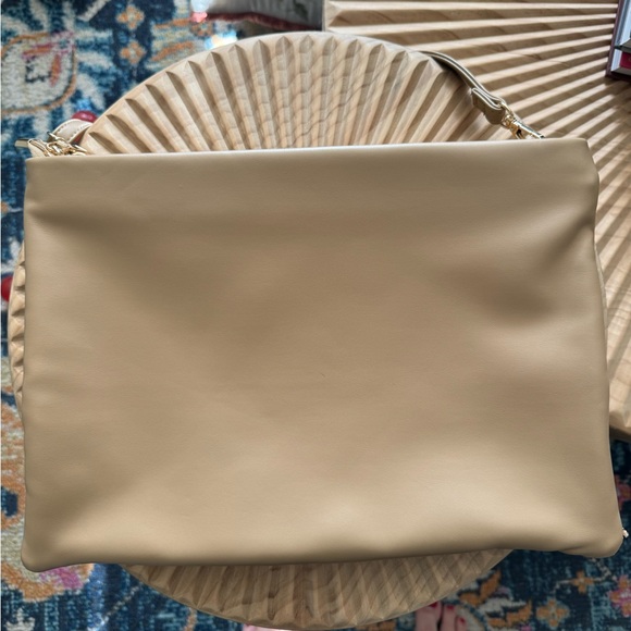 Anthropologie Woven Clutch Neutral Beige vegan leather - Picture 8 of 9